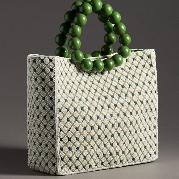 Anthropologie Celandine Wood Bead Bracelet Bag - Picture 2 of 9